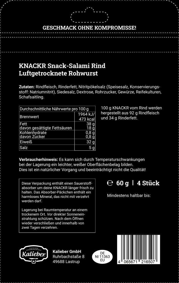 KNACKR Rückseite mit Pflichtangaben